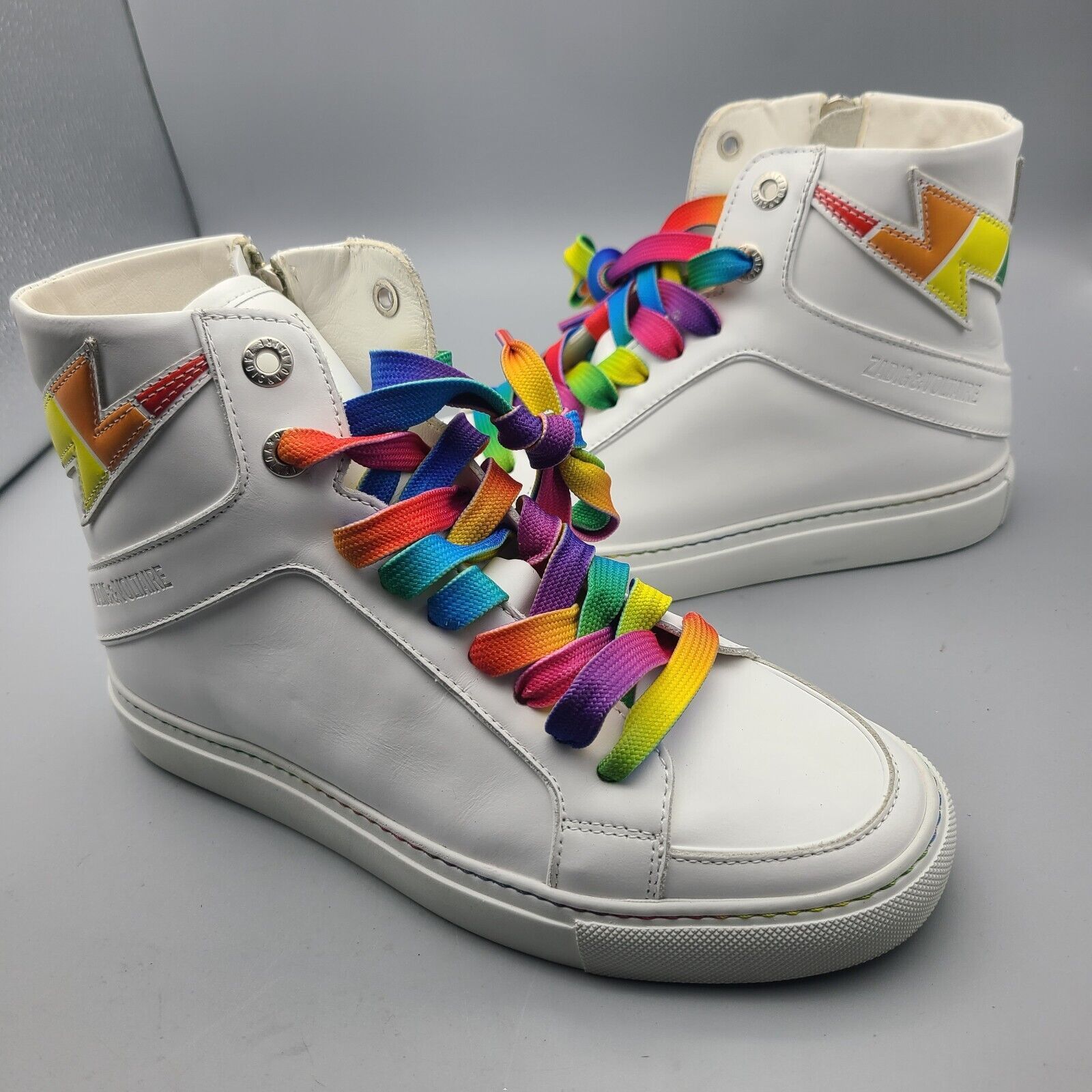Zadig & Voltaire High Flash Sneakers Rainbow Pride Flash High-Top Sz Us 7 37 New